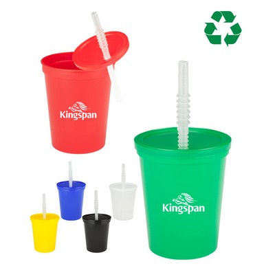 Union Printed - 16 oz. Stadium Cup with Lid and Straw - 1-Color Logo