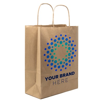 Full Color 1-Sided Natural Handle Shopper Paper Bag (10"x 13"x 5")